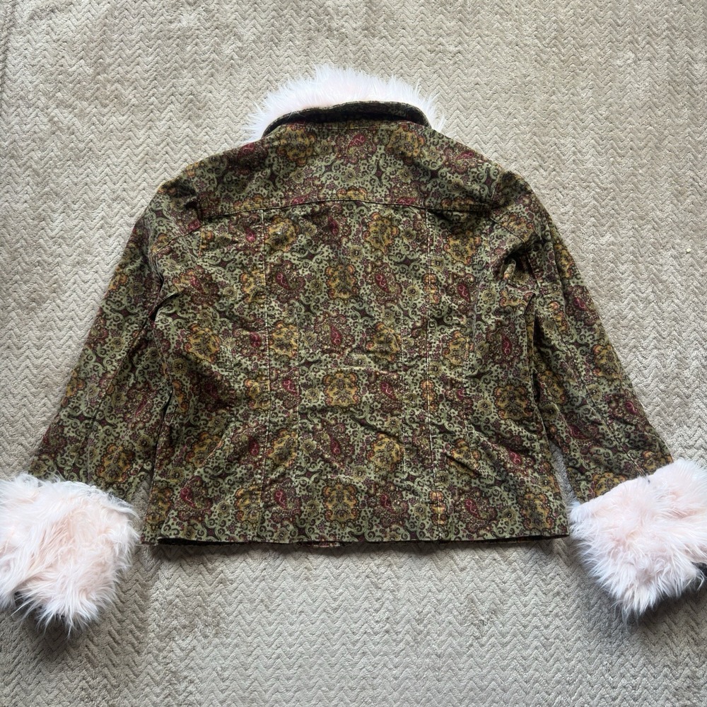 Christopher & Banks Women's Floral Corduroy 5 Button Jacket Size XL Altered* - Picture 5 of 9